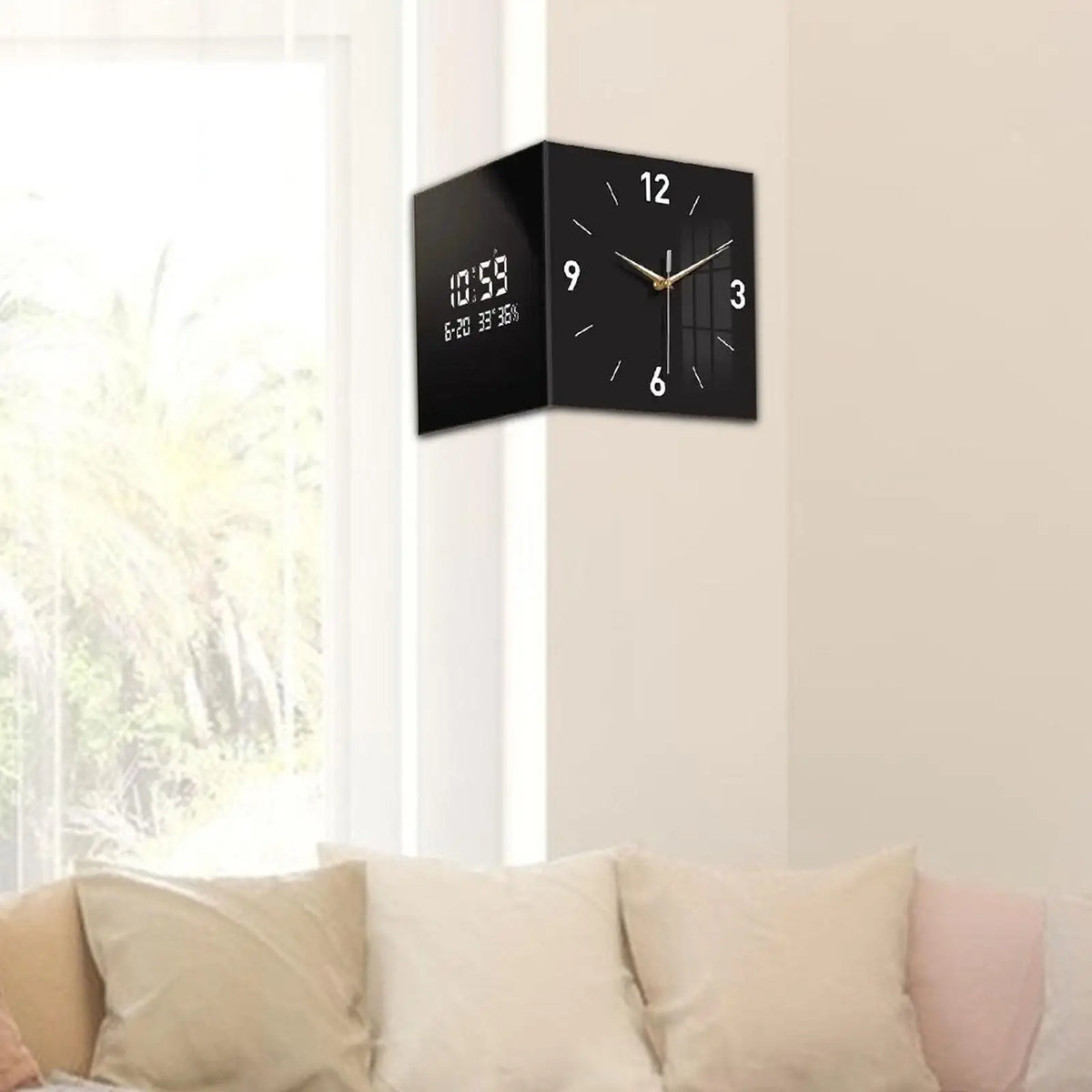 Horloge Mural Digitale Coin Déco Affichage Date Semaine