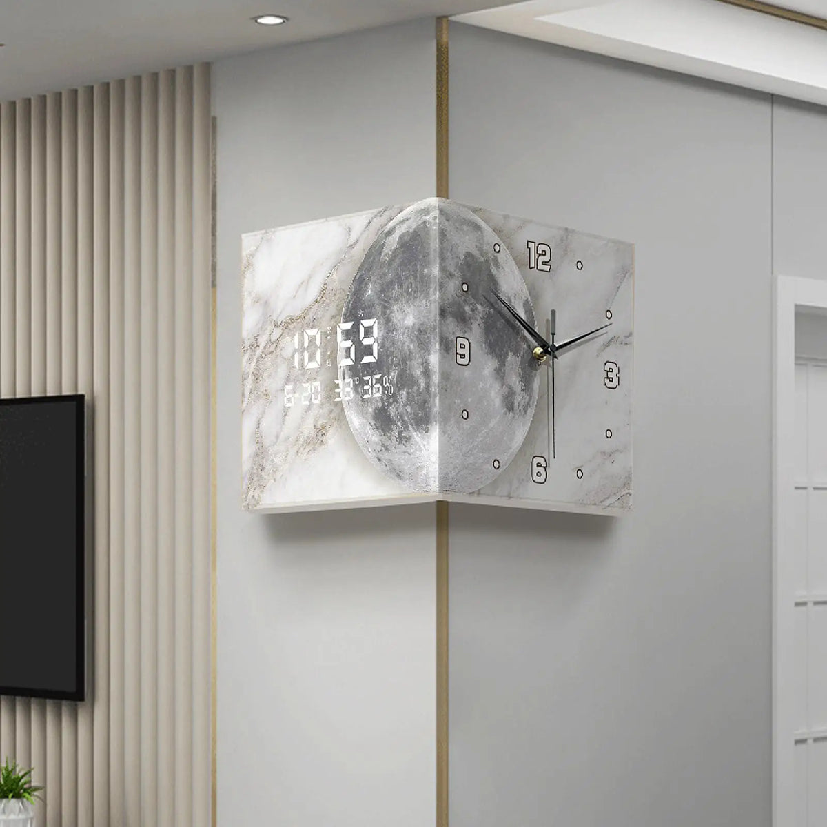 Horloge Murale d'Angle Double Face Décorative Ferme