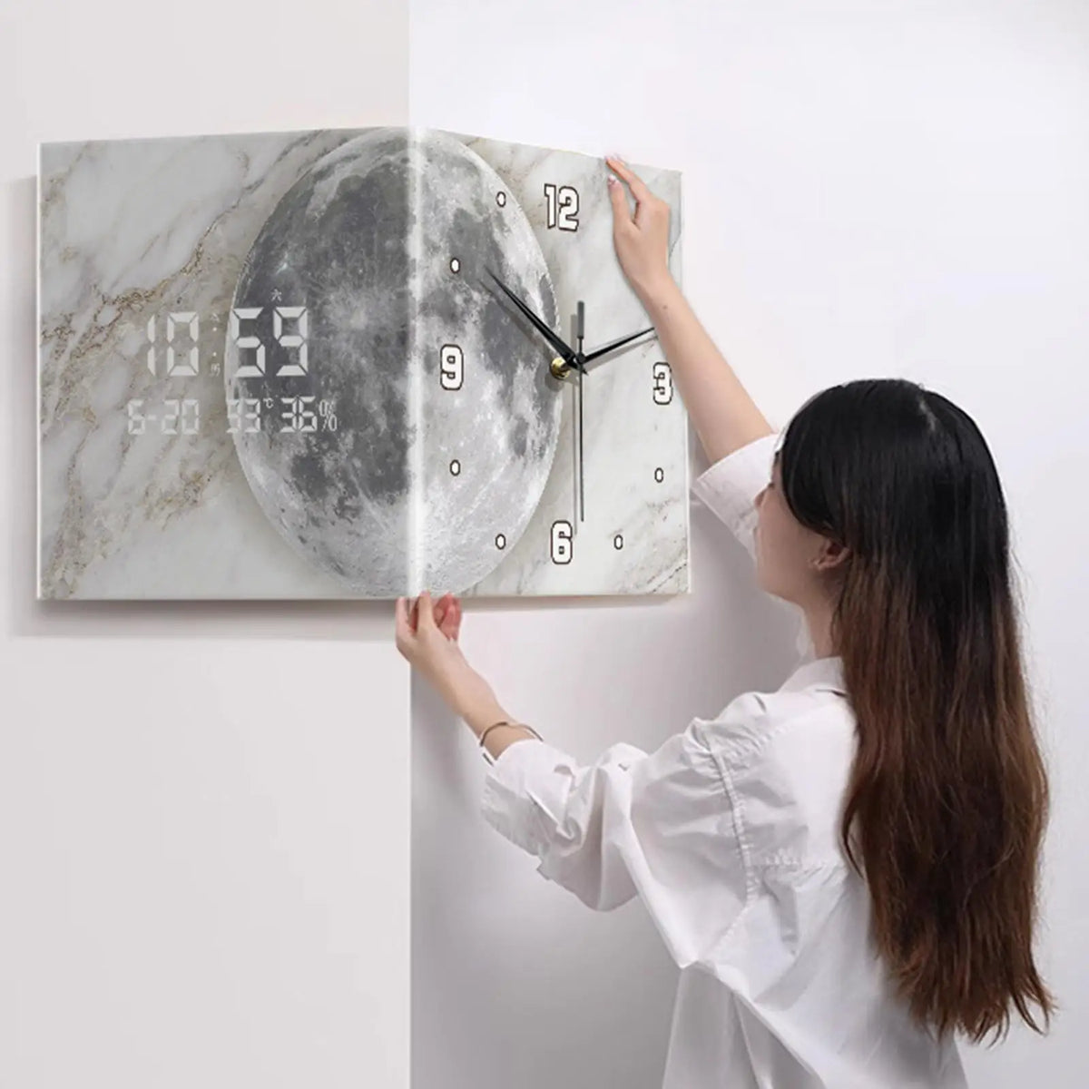 Horloge Murale d'Angle Double Face Décorative Ferme