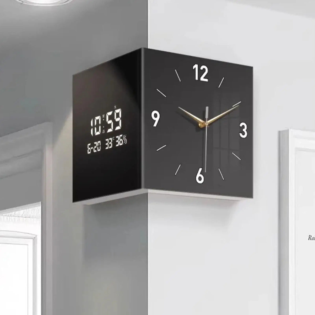 Horloge Mural Digitale Coin Déco Affichage Date Semaine