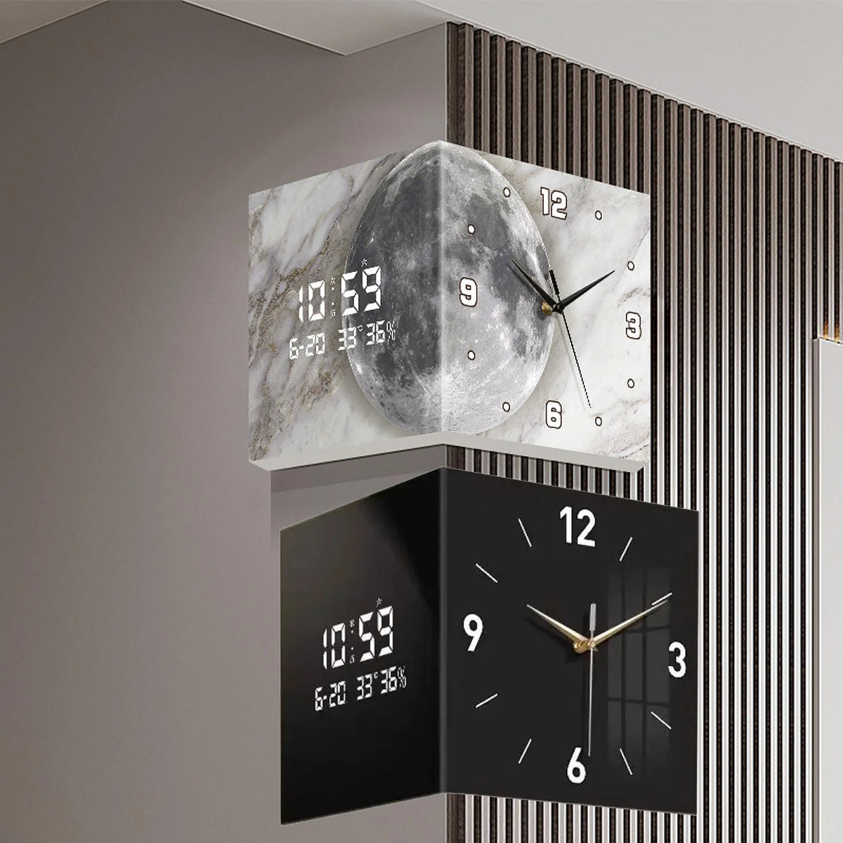 Horloge Murale d'Angle Double Face Décorative Ferme