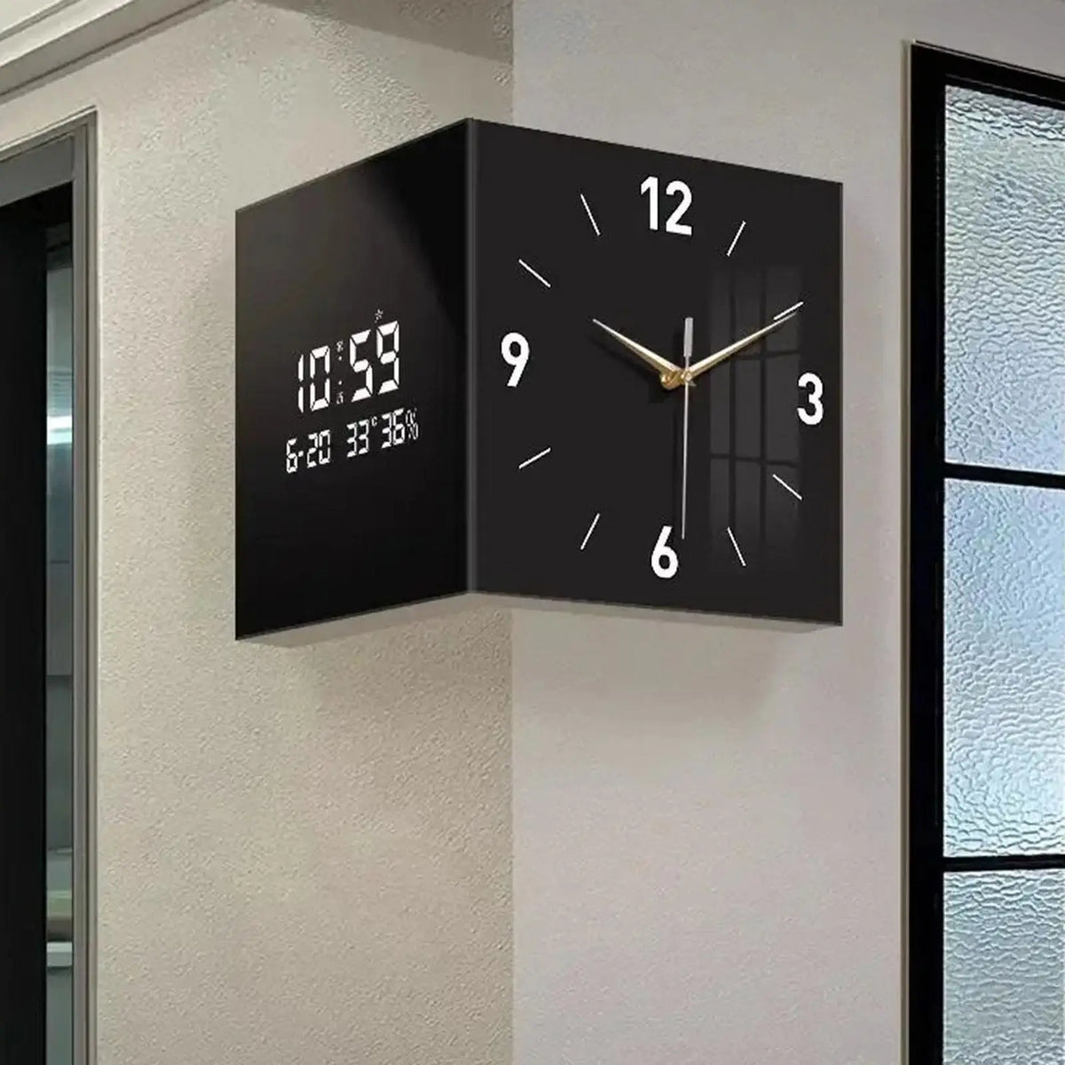 Horloge Mural Digitale Coin Déco Affichage Date Semaine