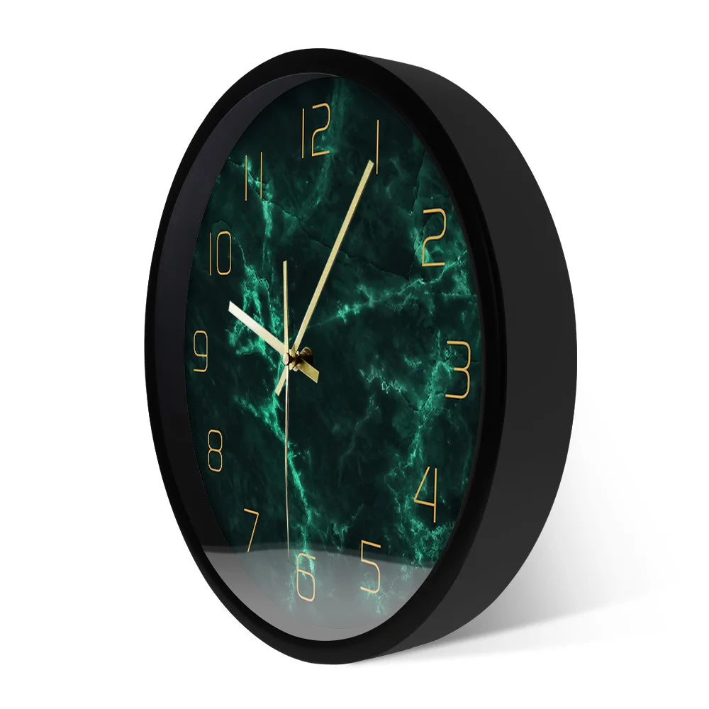 Horloge Mural Marbre Vert Nordique Minimaliste Décor Salon
