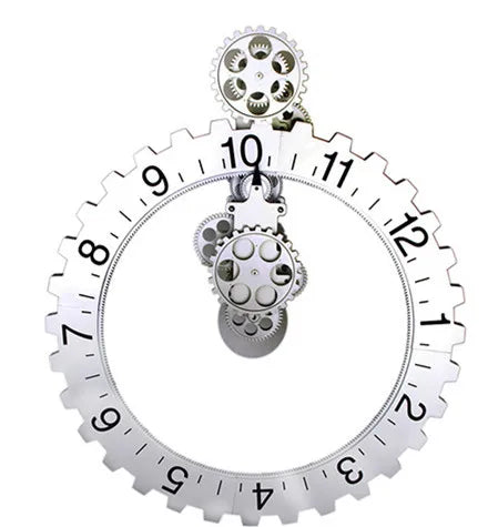 Horloge Mural Engrenages Apparents Industrielle Rétro Salon
