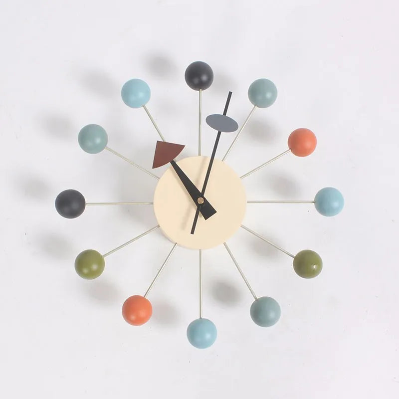 Horloge Mural Design Moderne Boules Bois Luxe