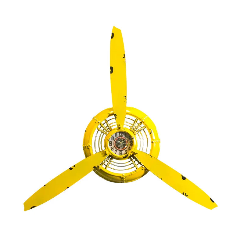 Horloge Mural Hélice Avion Rétro Industrielle Métal Silencieuse