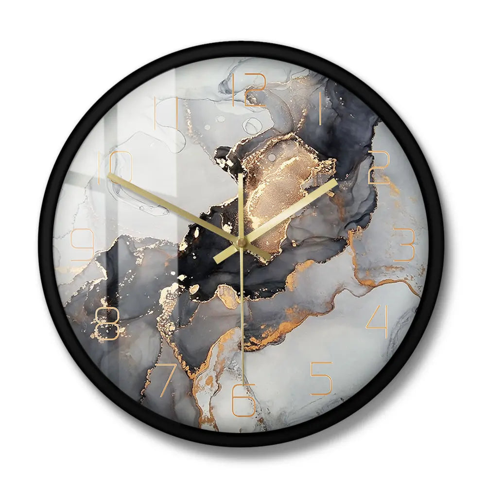 Horloge Mural Abstraite Marbre Encre Alcool Moderne