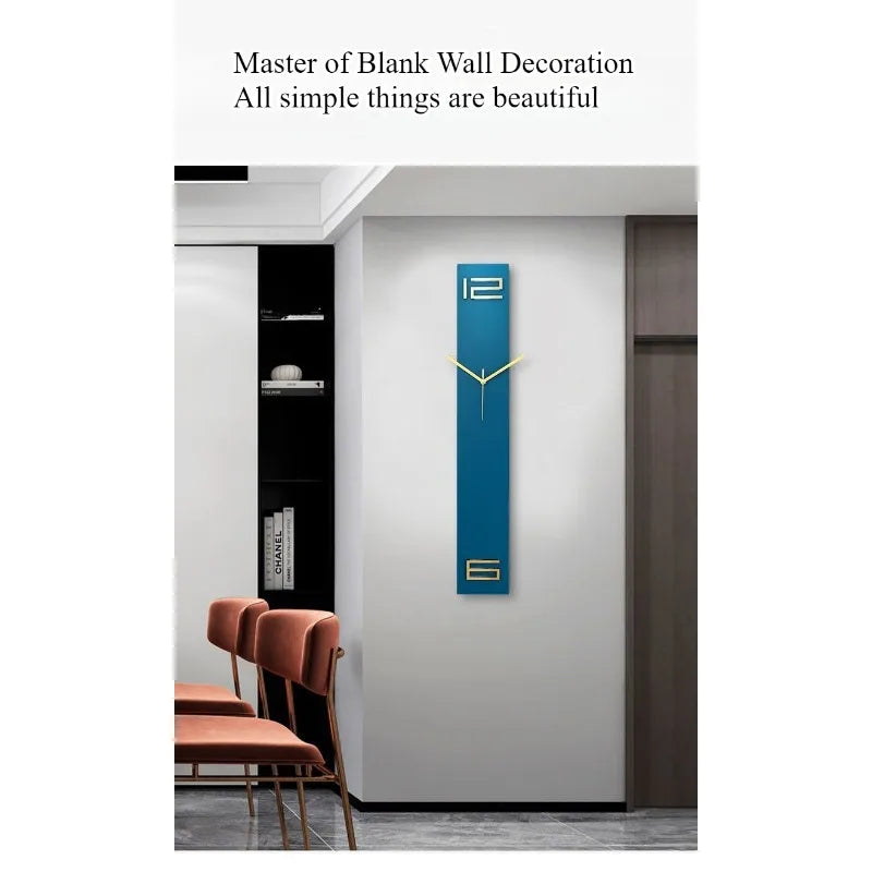 Horloge Mural Longue Minimaliste Design Salon Luxe