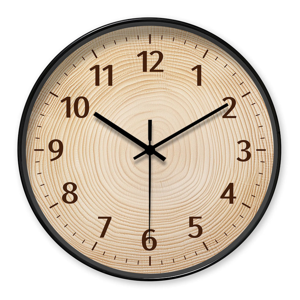Horloge Murale Ronde Bois Motif Cernes d'Arbre