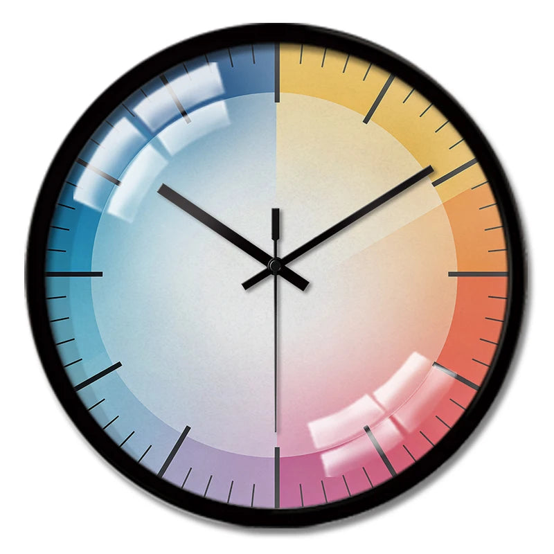 Horloge Mural Silencieuse Ronde Cartoon Couleurs Dégradées Enfants