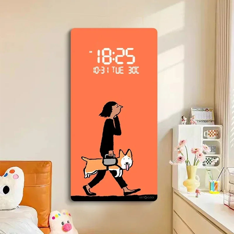 Horloge Mural Grande Luxe, Quartz, Dessin Animé Numérique.