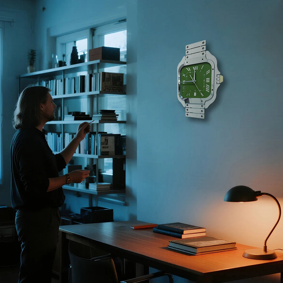 Horloge Mural Luxe Verte Fait Main Style Montre