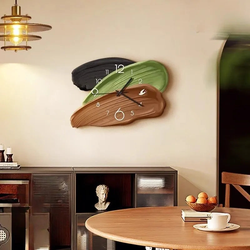 Horloge Murale Rétro Ancien Abstraite Verte Salon Déco