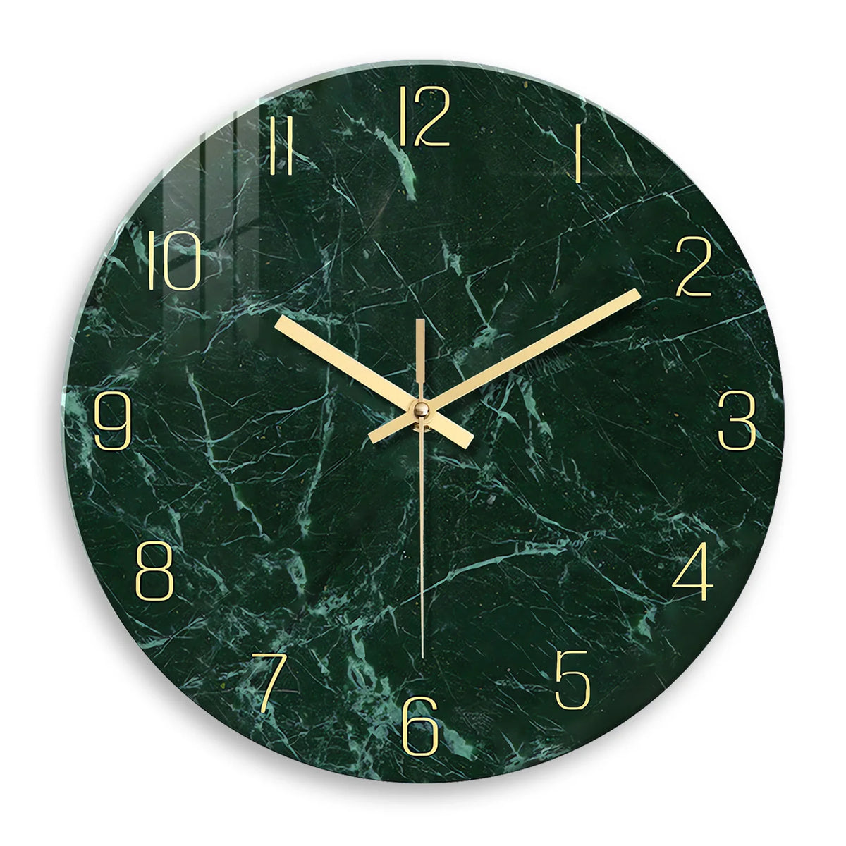 Horloge Murale Marbre Vert Foncé Texture Verre Trempé