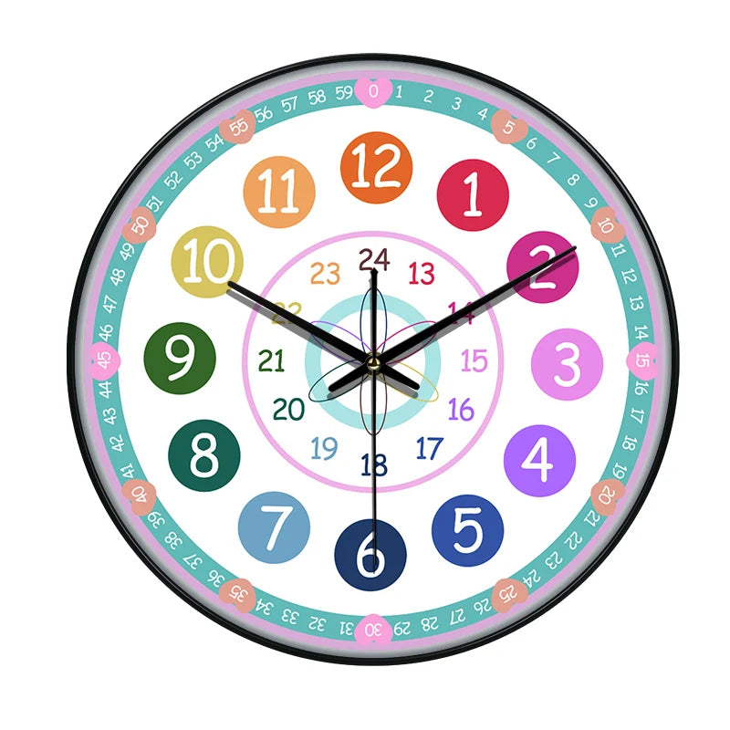 Horloge Murale Enfant Éducative Dessin Animé Colorée Décoration