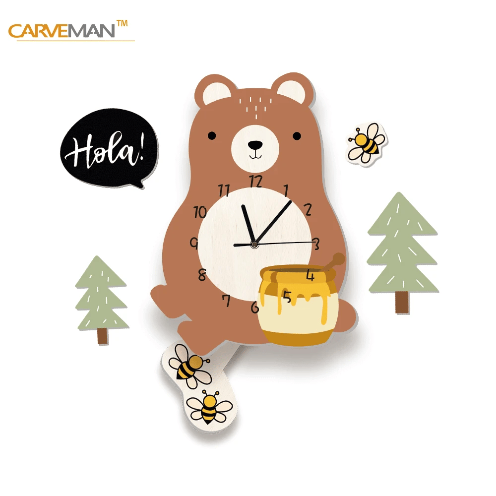 Horloge Mural Enfant Pendule Arc-en-ciel Soleil Silencieuse