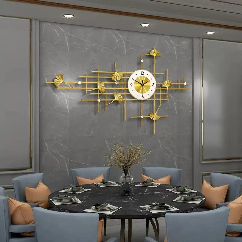 Horloge Murale Métal Doré Design Simple Salon Décoration