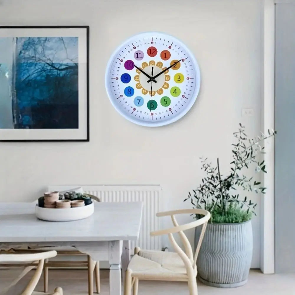 Horloge Mural Silencieuse Enfant Éducative Moderne Sans Perçage