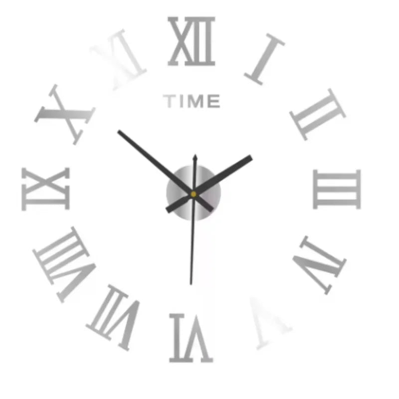 Horloge Mural DIY 3D Numérique Romaine Miroir Grande