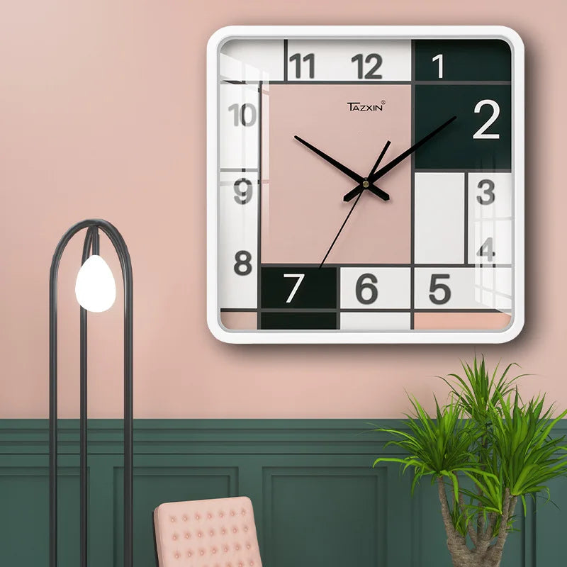 Horloge Mural Silencieuse Carrée Calendrier Digital Quartz