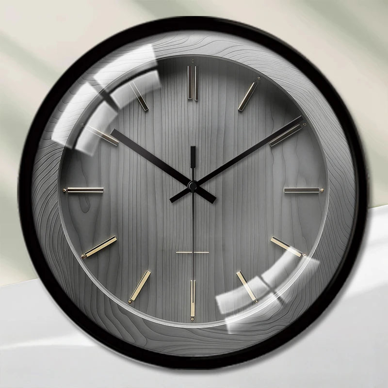 Horloge Mural Silencieuse Ronde Bois Gris Cartoon Enfant