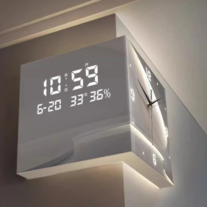 Horloge Mural Coin Double Face Moderne Luxe