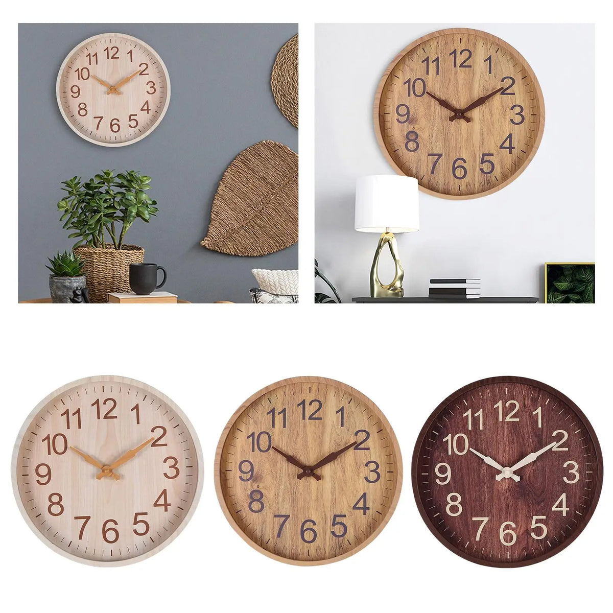 Horloge Murale Bois Minimaliste Silencieuse Moderne Décoration