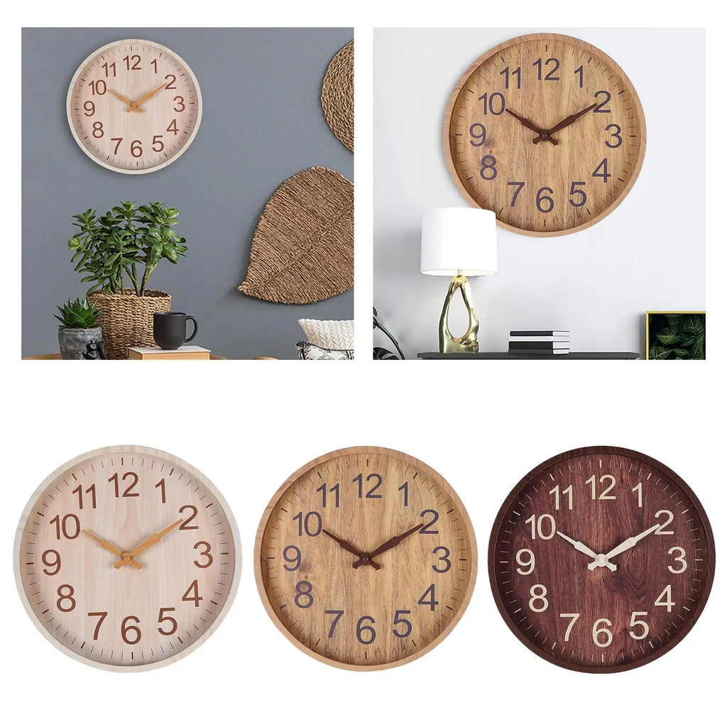 Horloge Murale Bois Silencieuse Design Salon Moderne