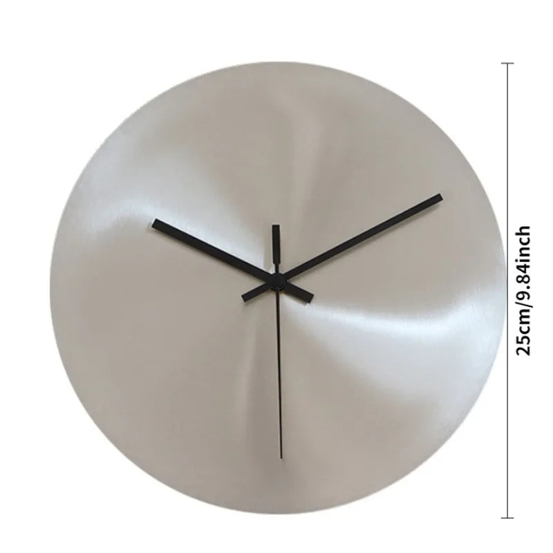 Horloge Murale Ronde Silencieuse Acier Inoxydable Moderne