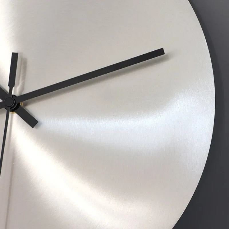 Horloge Mural Silencieuse Ronde Acier Inox Sans Chiffre