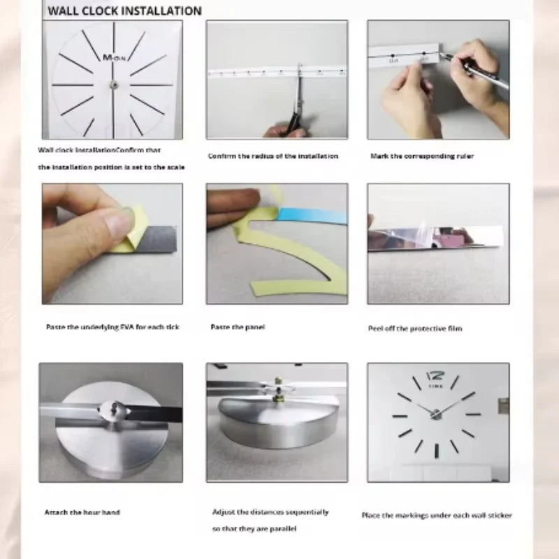 Horloge Mural DIY 3D Numérique Romaine Miroir Grande