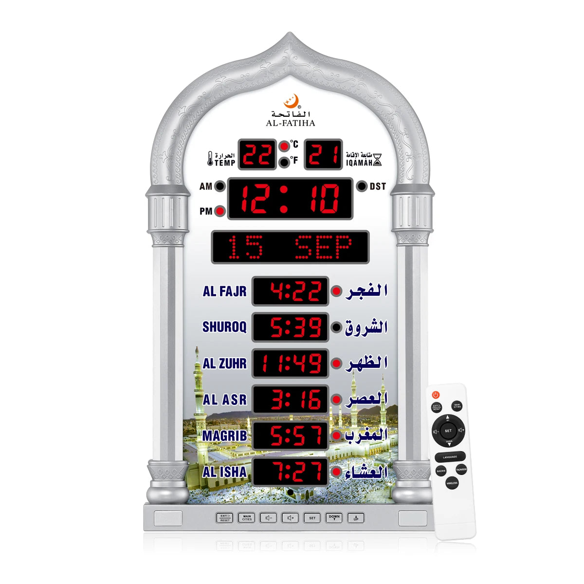Horloge Mural Azan Musulmane Digitale Prière Mosquée Hijri