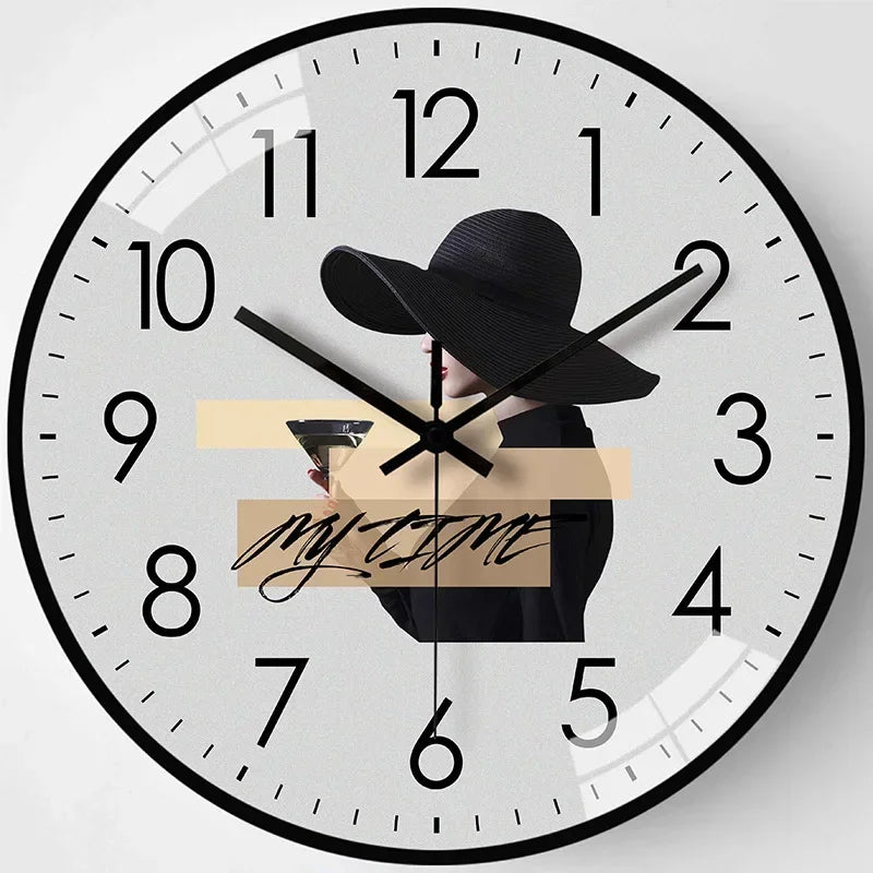 Horloge Mural Chat Nordique Lotus Silencieuse Décoration 25cm