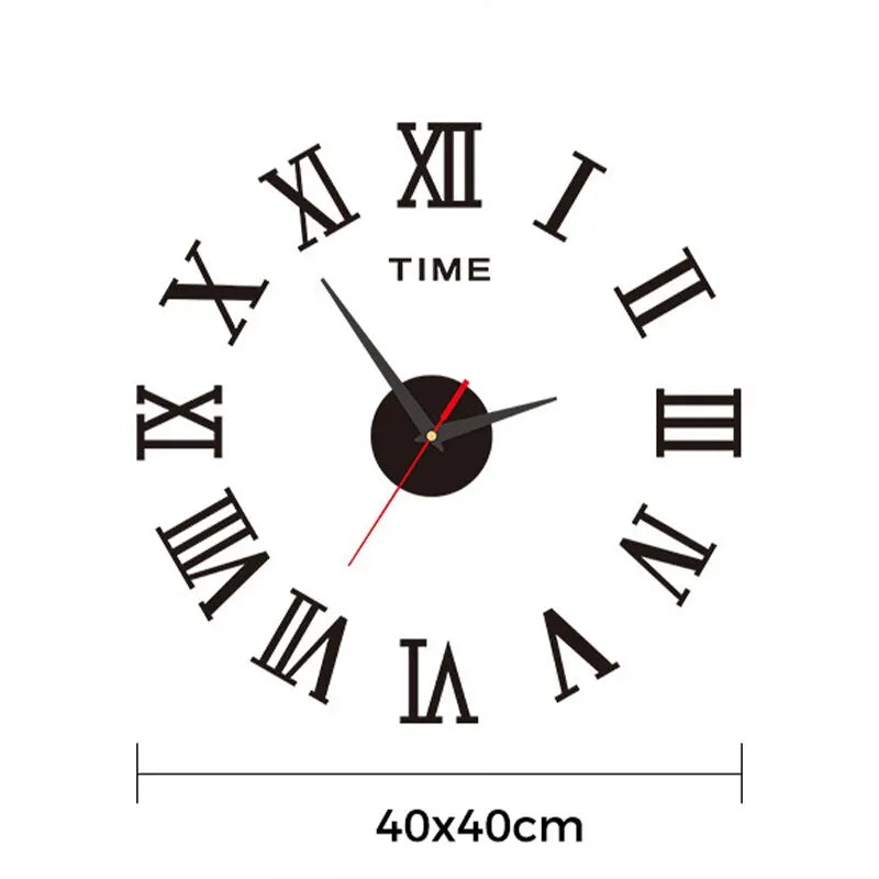 Horloge Murale Acrylique 3D Chiffres Romains Adhésive DIY