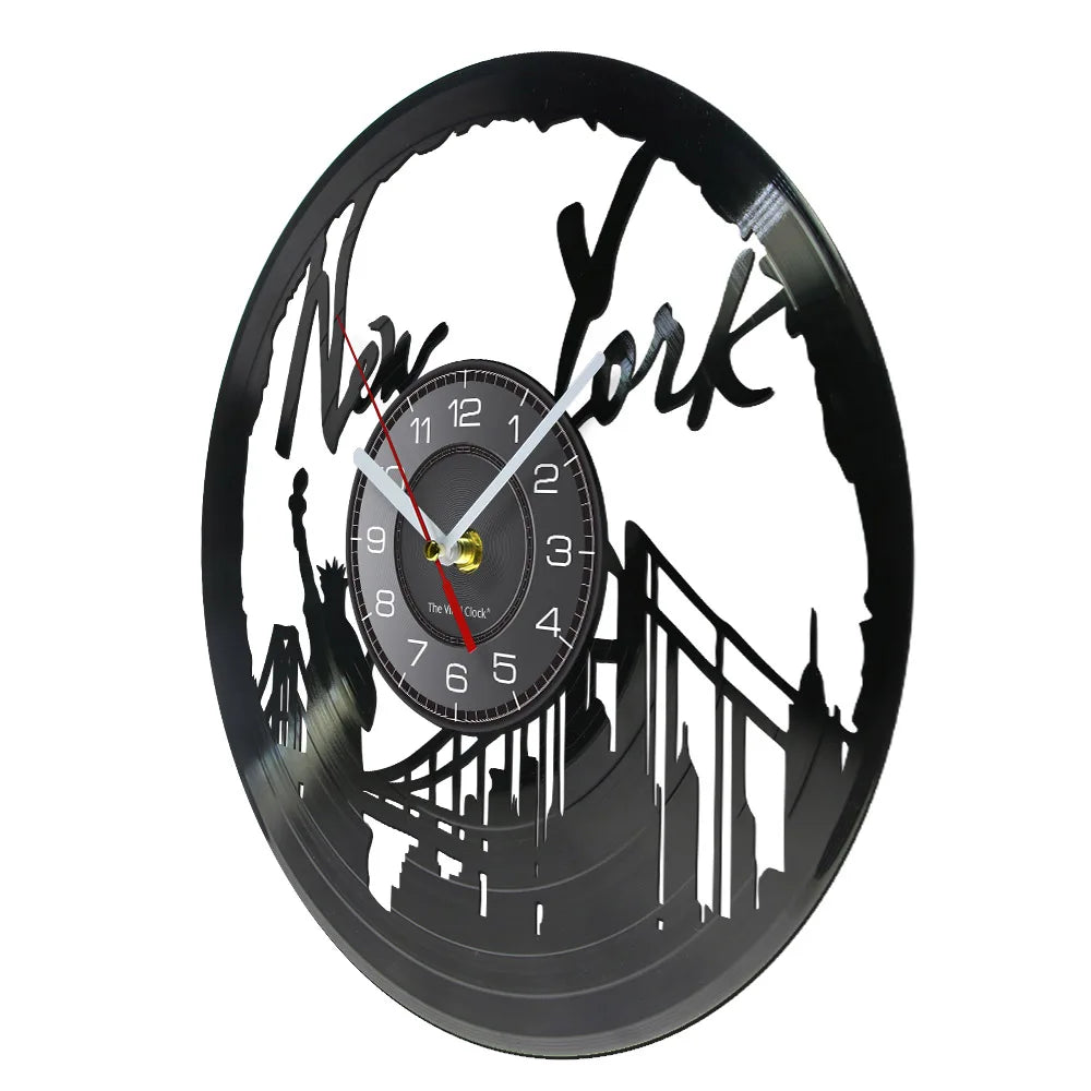 Horloge Murale New York Pont Brooklyn Vinyle Vintage