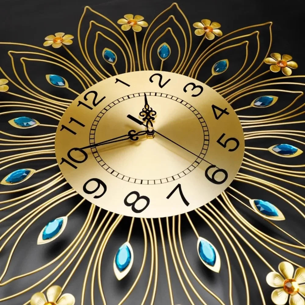 Horloge Mural Dorée Vintage Luxe Moderne Silencieuse