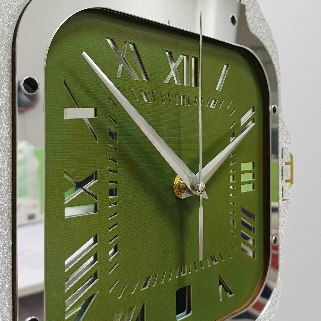 Horloge Mural Luxe Verte Fait Main Style Montre