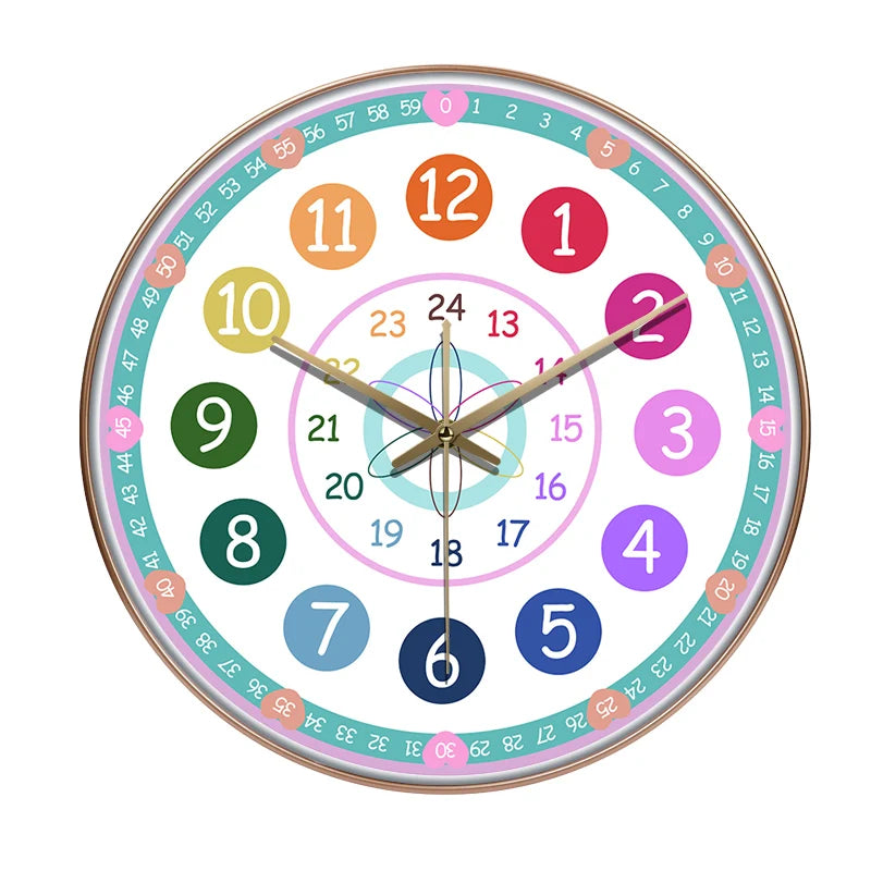 Horloge Mural Éducative Enfant Dessin Animé Colorée
