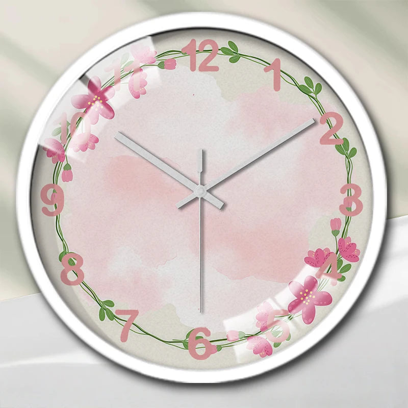 Horloge Murale Cartoon Rose Silencieuse Pour Enfants