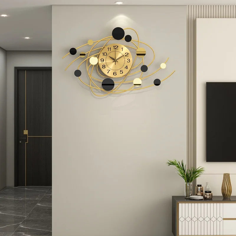 Horloge Murale Nordique Luxe Dorée Décor Salon
