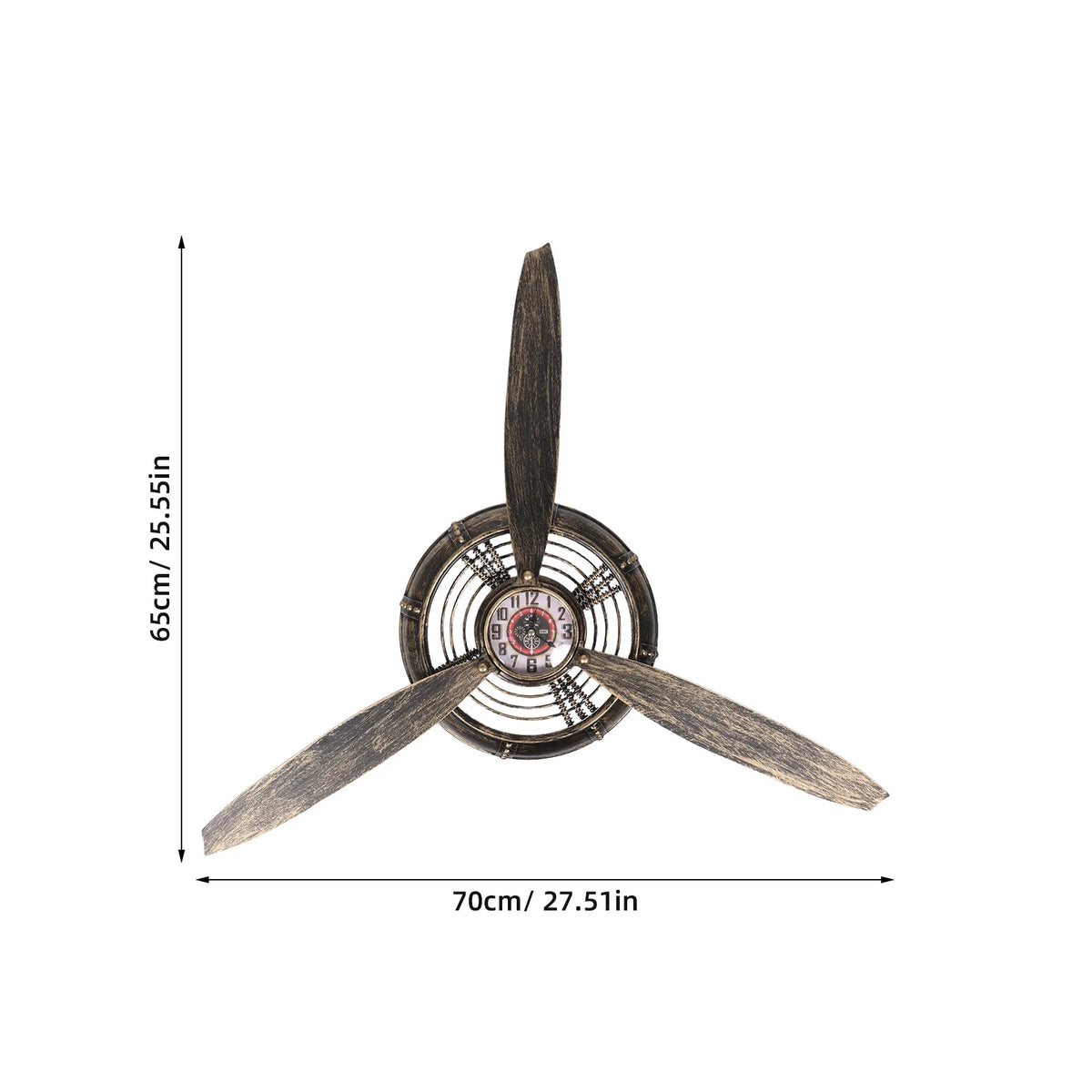 Horloge Mural Métal Hélice Rétro Industriel Salon Bar