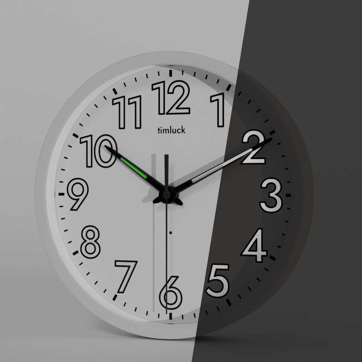 Horloge Murale LED Silencieuse Capteur Lumière, Luminosité Réglable