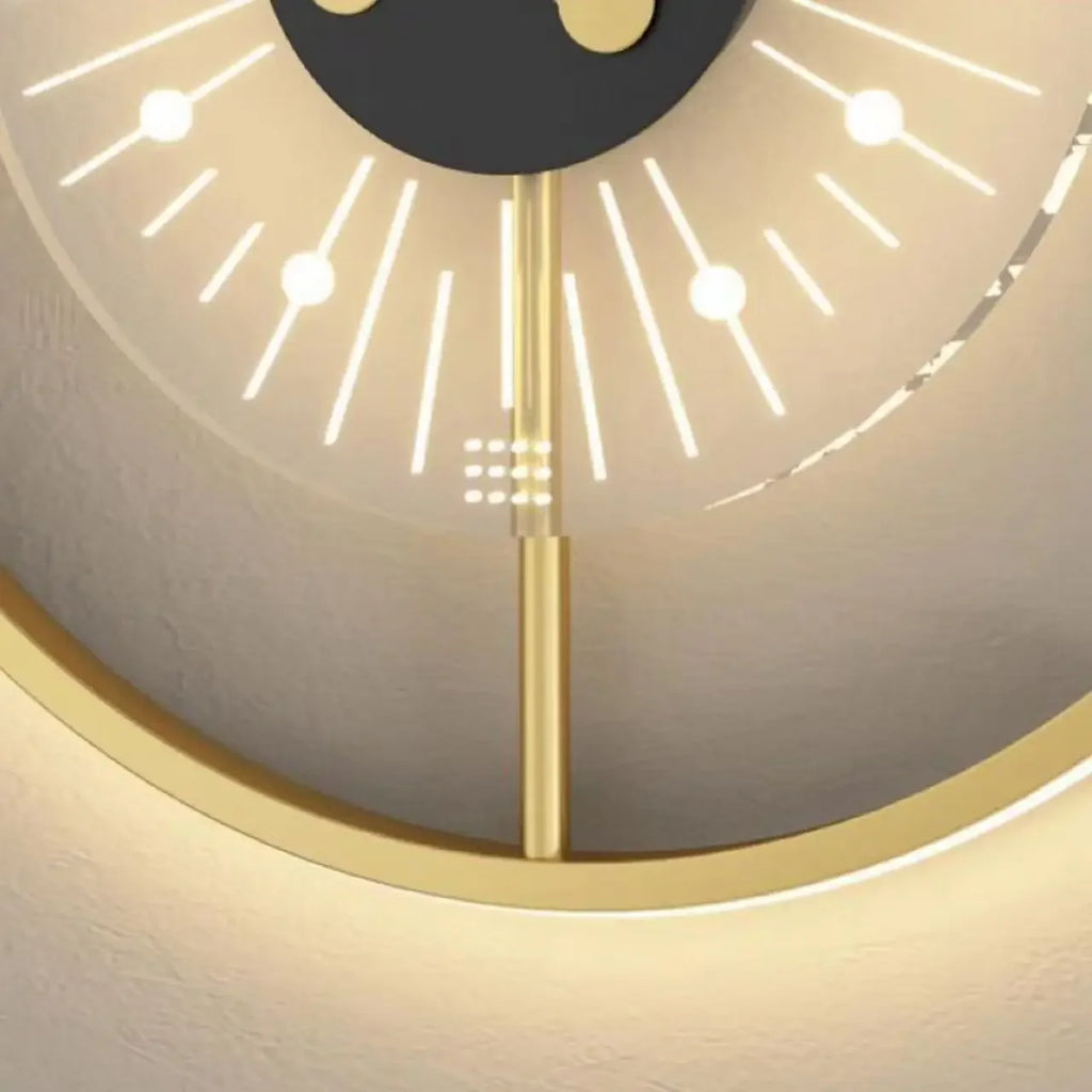 Horloge Mural Pendule LED Moderne Dorée Dimmable