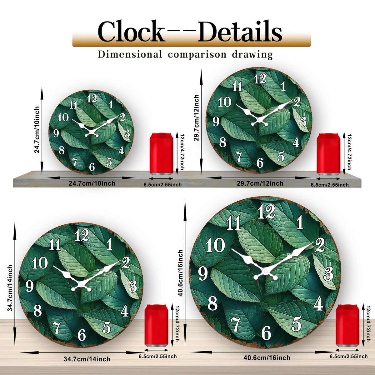 Horloge Mural Botanique Feuillage Vert Luxuriant Amoureux Plantes