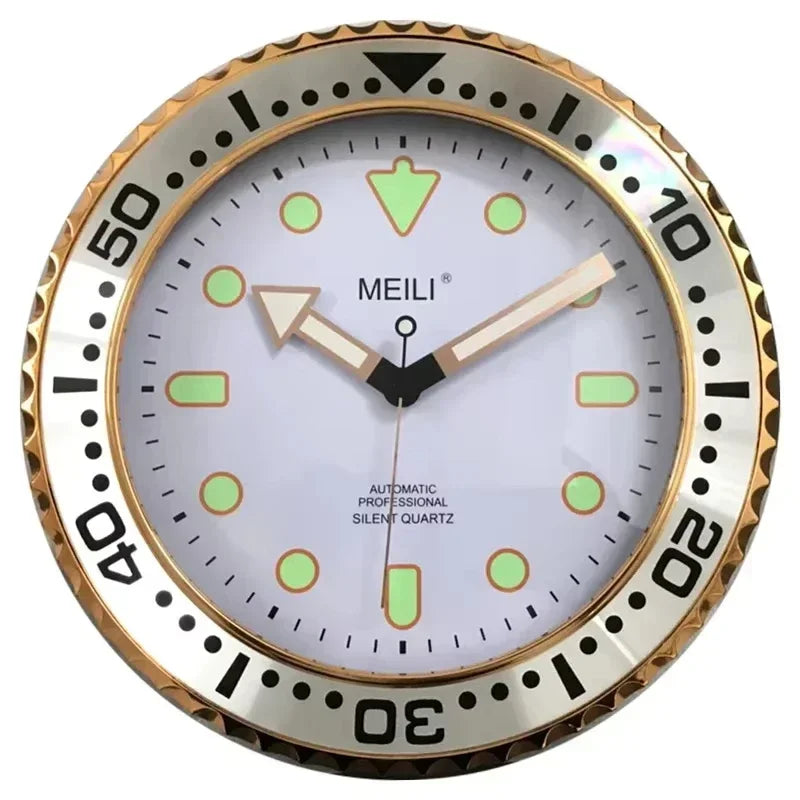 Horloge Murale Luxe Or Argent Moderne Silencieuse