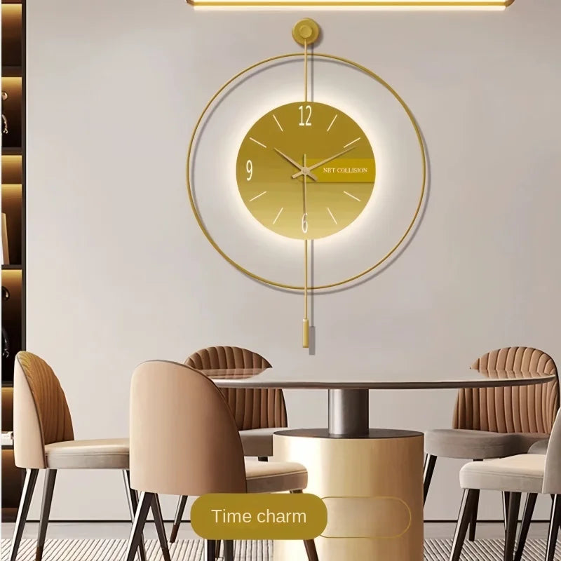 Horloge Mural Silencieuse Moderne Luxe Fer Art Salon.