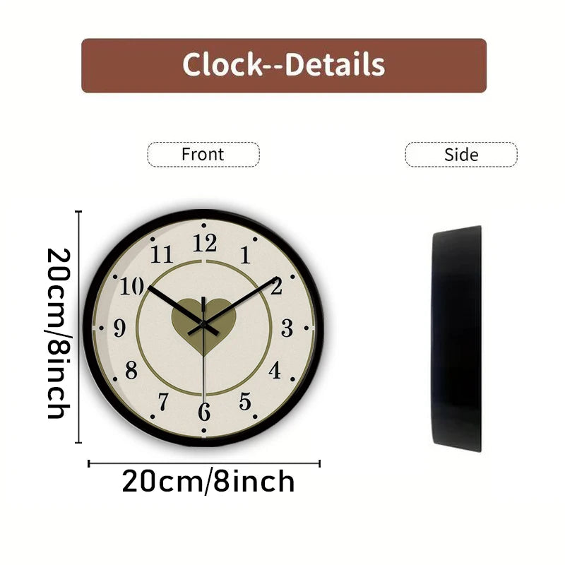 Horloge Mural Cœur Vintage Dessin Animé Silencieuse Enfant