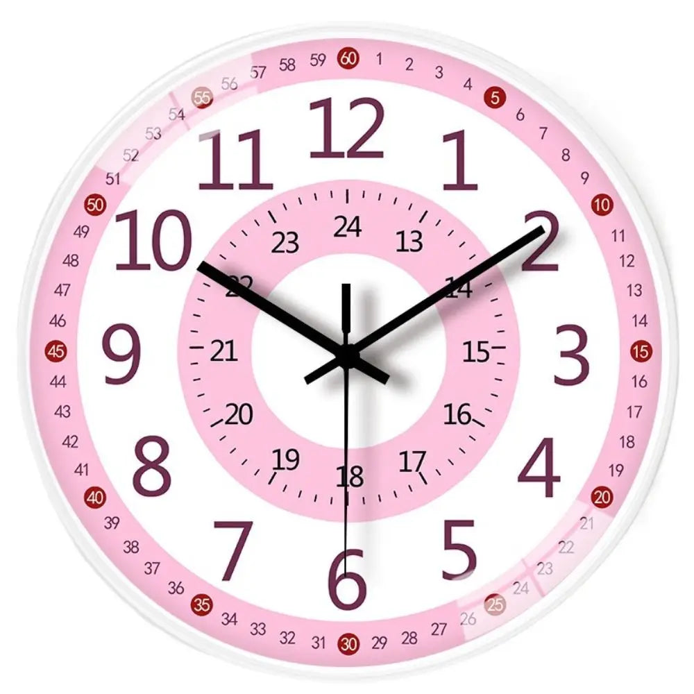 Horloge Mural Enfant Apprentissage Silencieuse Cartoon Colorée