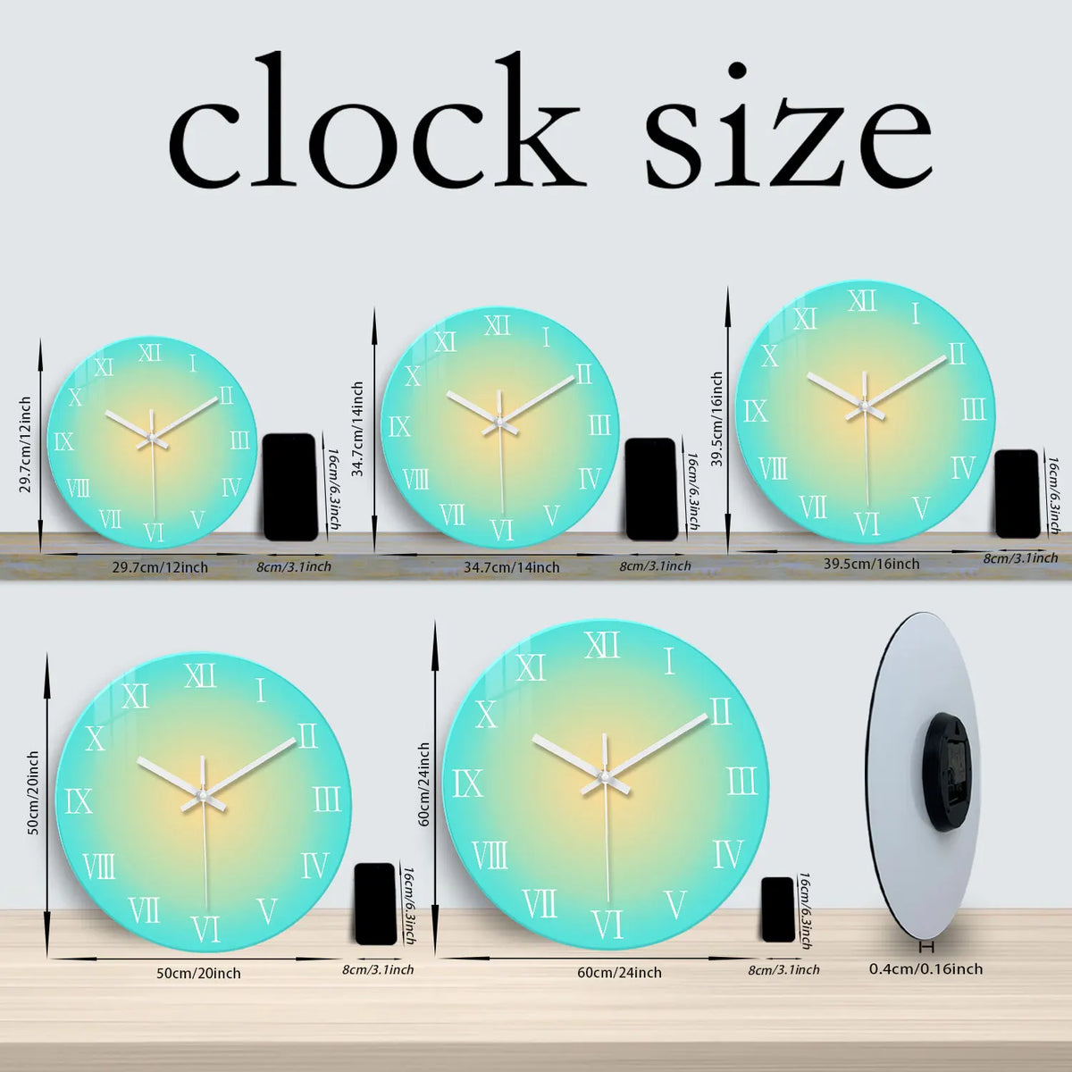 Horloge Mural Verre Trempé Dégradé Silencieuse Design.