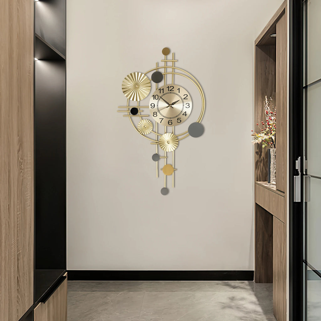 Horloge Murale Design Moderne Dorée Silencieuse Salon